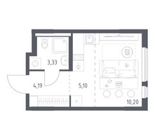 Планировка студии(квартира) площадью 22.82 квадратных метров в “ЖК Горки Парк”