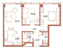 Планировка двухкомнатной(квартира) площадью 59.2 квадратных метров в “ЖК Symphony 34 (Симфония 34)”