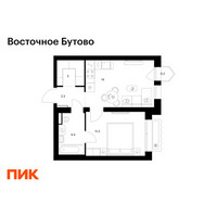 Планировка однокомнатной(квартира) площадью 35.2 квадратных метров в “ЖК Восточное Бутово”
