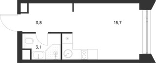 Планировка студии(квартира) площадью 22.6 квадратных метров в “ЖК Войс”