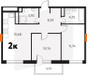 Планировка двухкомнатной(квартира) площадью 56.54 квадратных метров в “ЖК Южное Пушкино”