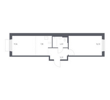 Планировка однокомнатной(квартира) площадью 44.47 квадратных метров в “ЖК Новое Внуково”