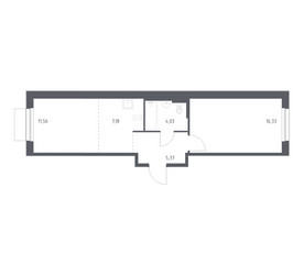 Планировка однокомнатной(квартира) площадью 44.47 квадратных метров в ЖК “ЖК Новое Внуково”