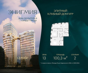 Планировка двухкомнатной(квартира) площадью 100.3 квадратных метров в ЖК “Клубный дом Энигмия”