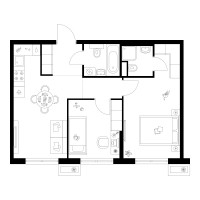 Планировка двухкомнатной(квартира) площадью 54.2 квадратных метров в “Квартал Мит”