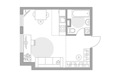 Планировка студии(квартира) площадью 28.68 квадратных метров в ЖК “ЖК Аникеевский”