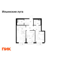 Планировка двухкомнатной(квартира) площадью 52.86 квадратных метров в “ЖК Ильинские луга”