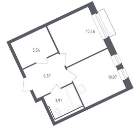 Планировка однокомнатной(квартира) площадью 36 квадратных метров в ЖК “ЖК Рублевский Квартал”