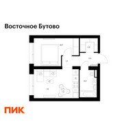 Планировка однокомнатной(квартира) площадью 34.6 квадратных метров в “ЖК Восточное Бутово”