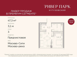 Планировка однокомнатной(квартира) площадью 47.3 квадратных метров в “ЖК Ривер Парк Кутузовский”