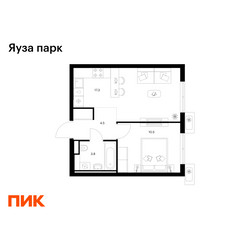 Планировка однокомнатной(квартира) площадью 36.1 квадратных метров в ЖК “ЖК Яуза Парк (Мытищи)”
