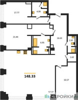 Планировка трехкомнатной(квартира) площадью 148.59 квадратных метров в “ЖК Forum (Форум)”