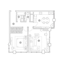 Планировка двухкомнатной(квартира) площадью 63.4 квадратных метров в ЖК “ЖК ВЭРИ на Миклухо-Маклая”