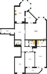 Планировка 4+ комнатной(квартира) площадью 215.6 квадратных метров в ЖК “ЖК Вавилово”