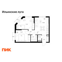 Планировка двухкомнатной(квартира) площадью 50.21 квадратных метров в “ЖК Ильинские луга”