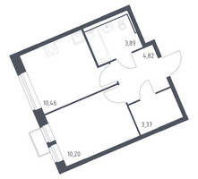 Планировка однокомнатной(квартира) площадью 32.74 квадратных метров в “ЖК Молжаниново”