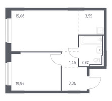 Планировка однокомнатной(квартира) площадью 38.6 квадратных метров в “ЖК Рублевский Квартал”