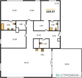Планировка трехкомнатной(квартира) площадью 227.8 квадратных метров в ЖК “ЖК Клубные особняки "Ильинка 3/8"”