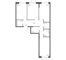 Планировка трехкомнатной(квартира) площадью 78.44 квадратных метров в “ЖК Молжаниново”