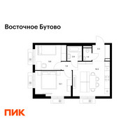 Планировка двухкомнатной(квартира) площадью 48.1 квадратных метров в “ЖК Восточное Бутово”