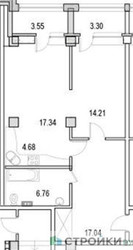 Планировка однокомнатной(апартаменты) площадью 67.12 квадратных метров в ЖК “ЖК Маршал”