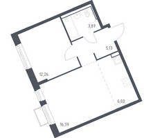 Планировка однокомнатной(квартира) площадью 43.68 квадратных метров в “ЖК Молжаниново”