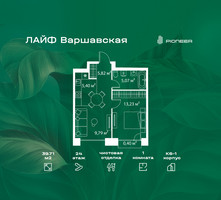 Планировка однокомнатной(квартира) площадью 39.71 квадратных метров в “Жилой квартал Лайф Варшавская”