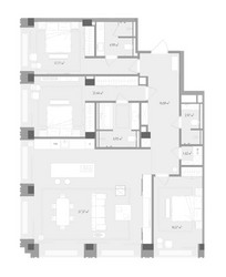 Планировка трехкомнатной(квартира) площадью 148.59 квадратных метров в ЖК “Клубный дом Форум”