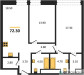 Планировка двухкомнатной(квартира) площадью 72.3 квадратных метров в “ЖК Союз (СВАО)”