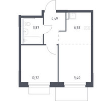 Планировка однокомнатной(квартира) площадью 34.61 квадратных метров в “ЖК Новое Внуково”