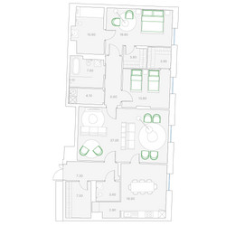 Планировка двухкомнатной(квартира) площадью 146.6 квадратных метров в ЖК “ЖК Клубный дом Duo (Дуо)”