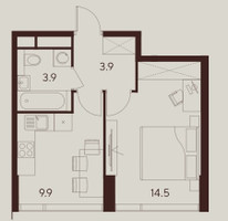 Планировка однокомнатной(квартира) площадью 32.2 квадратных метров в “ЖК INDY Towers (Инди Тауэрс)”