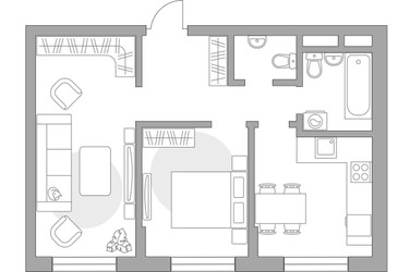 Планировка двухкомнатной(квартира) площадью 51.48 квадратных метров в ЖК “ЖК Живописный”