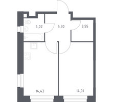 Планировка однокомнатной(квартира) площадью 41.31 квадратных метров в “ЖК ЭкоБунино (Южное Бунино)”