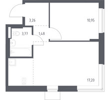 Планировка однокомнатной(квартира) площадью 40.79 квадратных метров в “ЖК Подольские кварталы”
