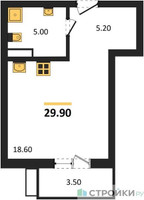 Планировка студии(квартира) площадью 29.9 квадратных метров в “Павлово 3”