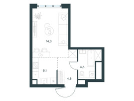 Планировка студии(квартира) площадью 28.8 квадратных метров в “ЖК Level Южнопортовая”