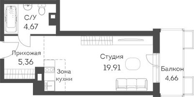 Планировка студии(квартира) площадью 31.06 квадратных метров в ЖК “ЖК Аквилон Митино”