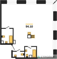 Планировка двухкомнатной(квартира) площадью 94.1 квадратных метров в “ЖК Luzhniki Collection (Коллекция Лужники)”