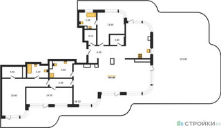 Планировка трехкомнатной(квартира) площадью 191.8 квадратных метров в “ЖК Остров”