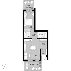 Планировка двухкомнатной(квартира) площадью 61.9 квадратных метров в ЖК “Апрелевка Клаб”