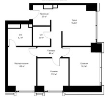 Планировка двухкомнатной(квартира) площадью 67.8 квадратных метров в “ЖК City bay (Сити Бэй)”