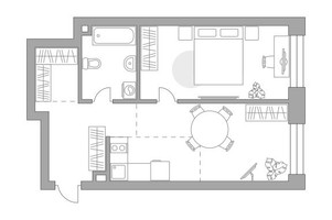 Планировка однокомнатной(квартира) площадью 58.23 квадратных метров в “ЖК Павелецкая от Гранель”