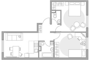 Планировка трехкомнатной(квартира) площадью 57.86 квадратных метров в “ЖК Аникеевский”