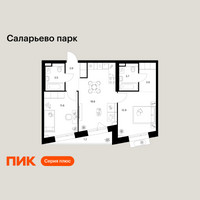 Планировка двухкомнатной(квартира) площадью 59.3 квадратных метров в “ЖК Саларьево парк”