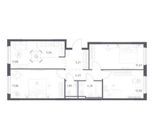 Планировка трехкомнатной(квартира) площадью 79.28 квадратных метров в “ЖК Мытищи Парк”
