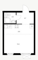 Планировка студии(квартира) площадью 27.4 квадратных метров в “ЖК Ярославский”