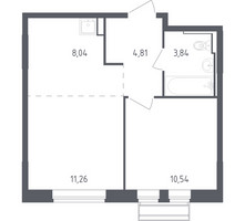 Планировка однокомнатной(квартира) площадью 38.49 квадратных метров в “ЖК Рублевский Квартал”