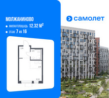Планировка студии(квартира) площадью 22.26 квадратных метров в “ЖК Молжаниново”