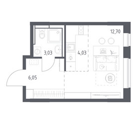 Планировка студии(квартира) площадью 25.81 квадратных метров в ЖК “ЖК Прибрежный Парк”